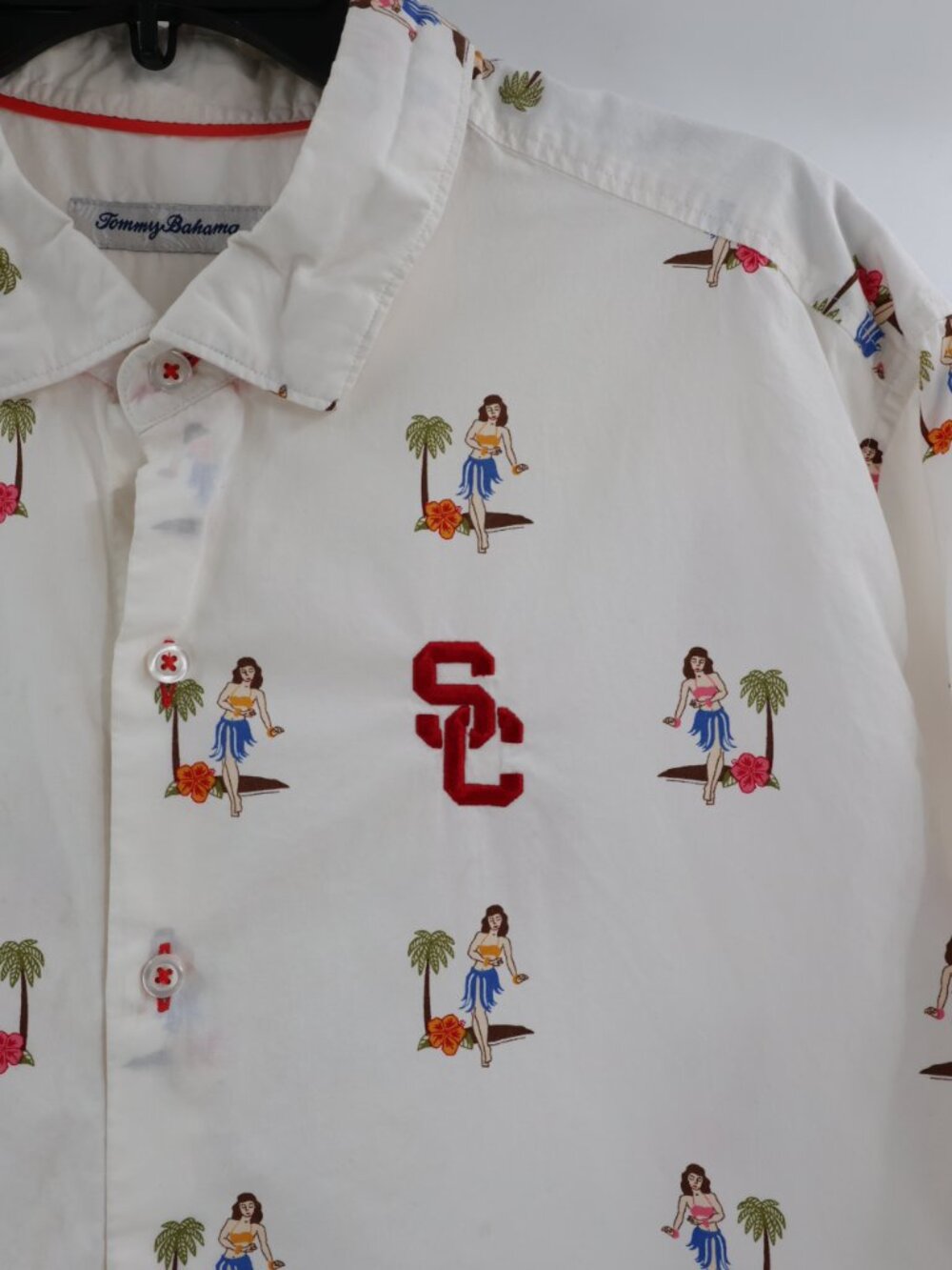 Tommy Bahama hawaiian shirt men XL Printed Hula Oasis Camp Shirt White SC cotton - Picture 2 of 14